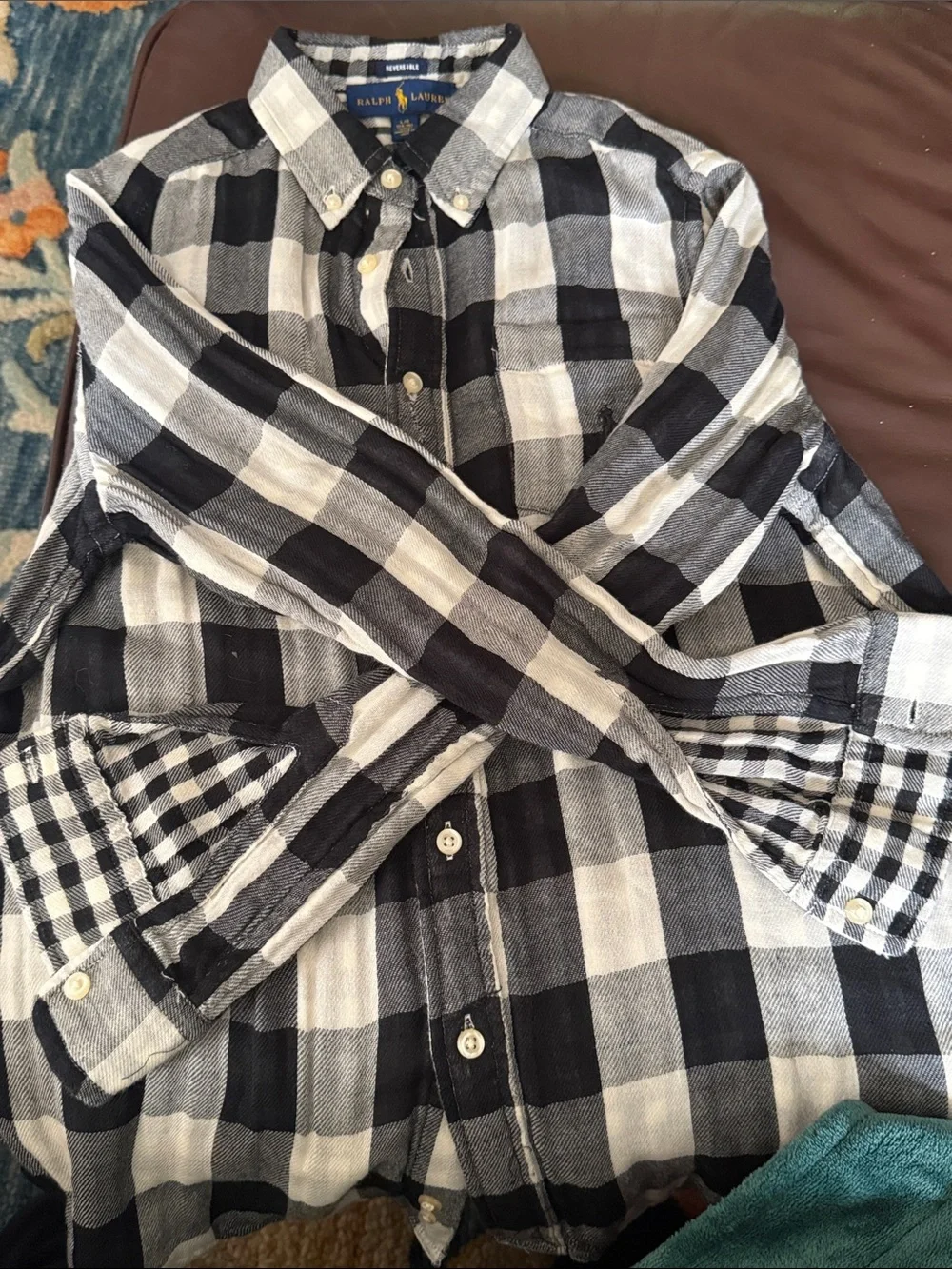 Ralph Lauren Black and White Check Button-Down Shirt